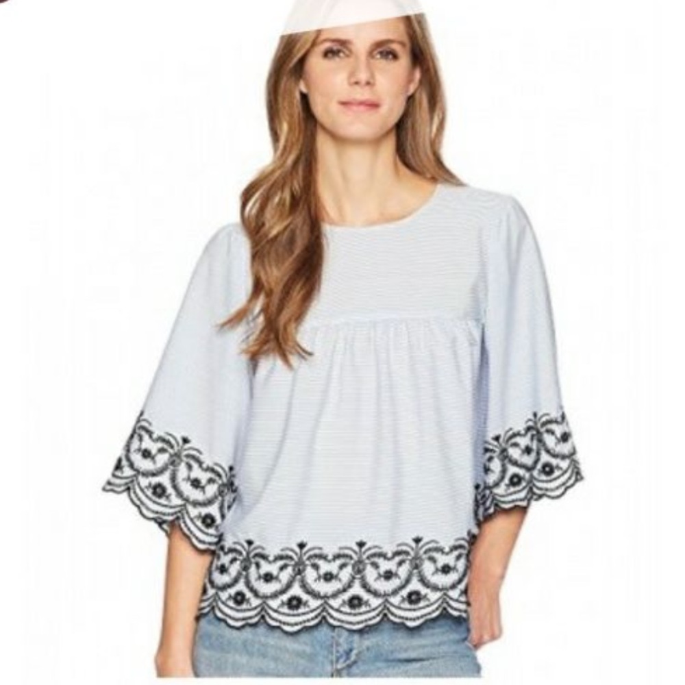 London Times blue and white stripe blouse